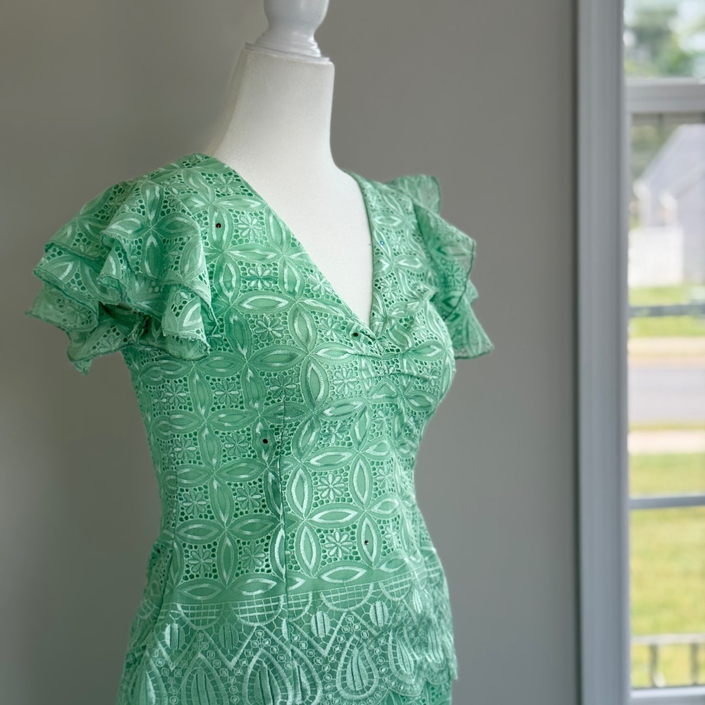 Custom Made Mint Green Lace 2 Piece Set Size 0 Tall